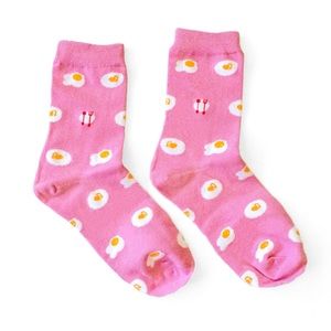 Pink breakfast egg crew socks